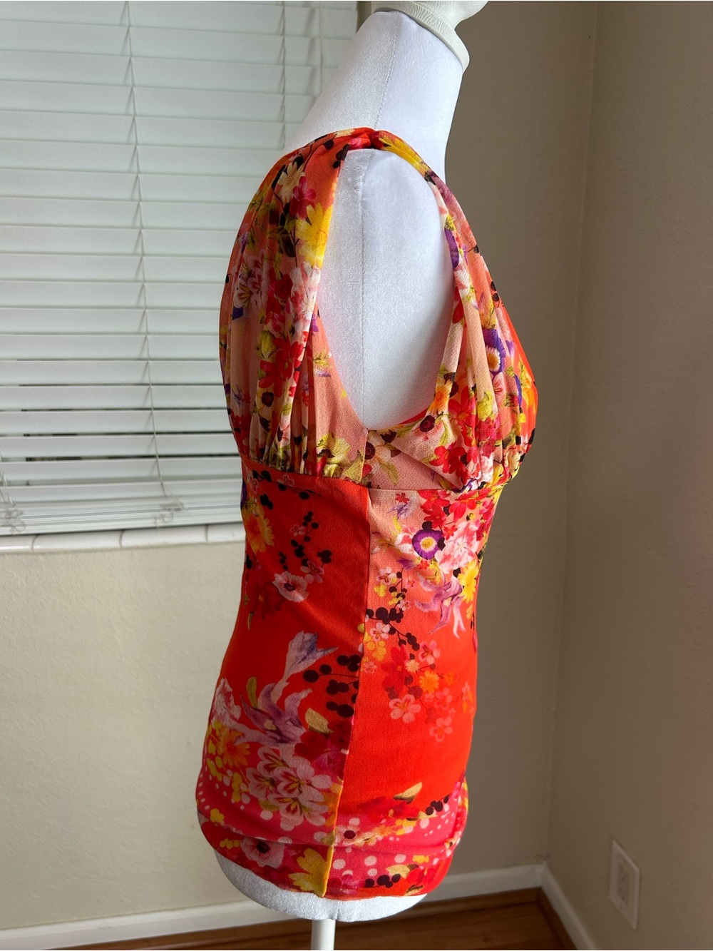 VINTAGE Fuzzi by Jean Paul Gaultier floral tulle mesh sleeveless - size M - Picture 6 of 7